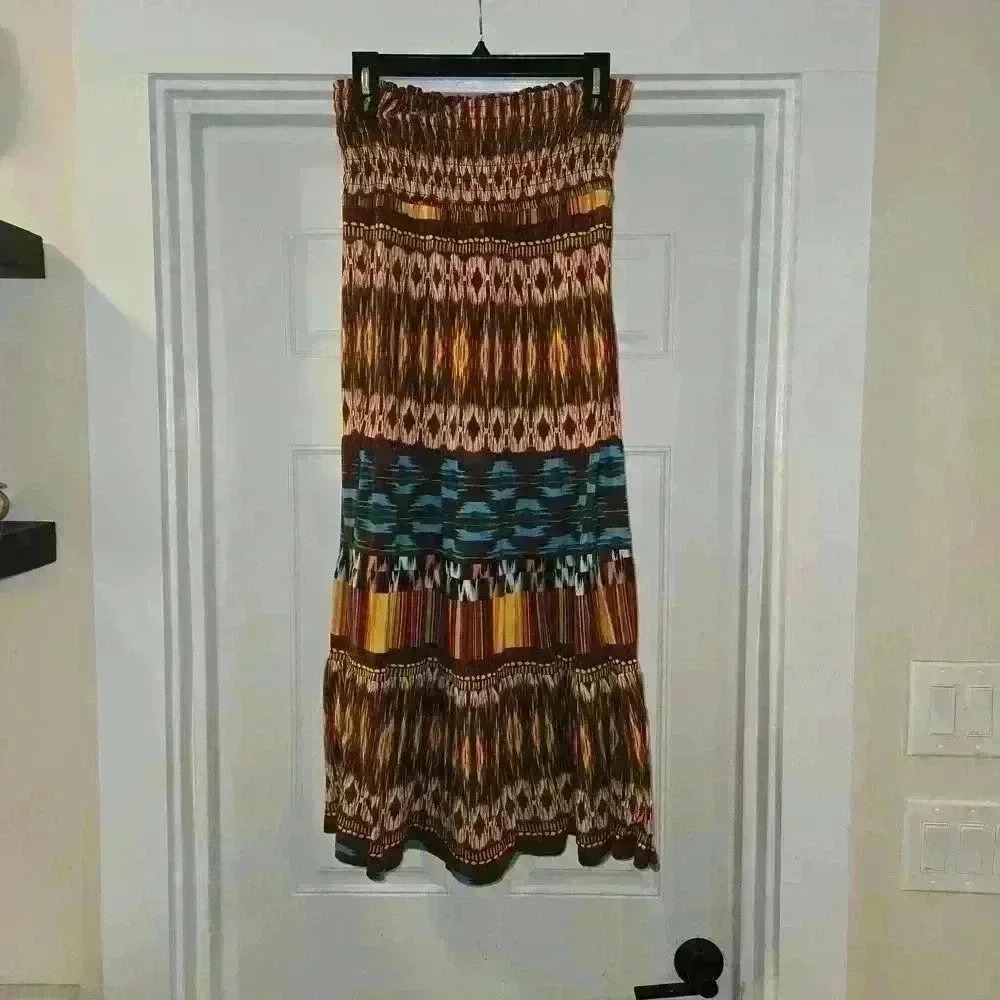Tracy Evans Limited Womens Layered Ruffle Multi Colored Maxi Skirt Size Medium